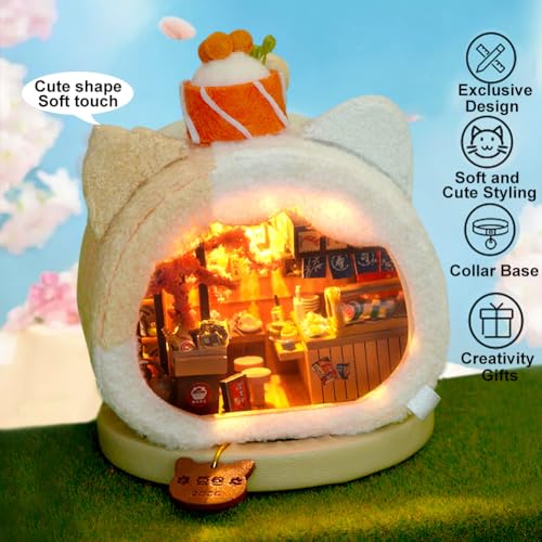 TOPBSFARNY 3D Wooden Book Stand Puzzle DIY Dollhouse Wood Nook Model Building Kit with LED Light for Adults to Build Creativity Christmas Halloween