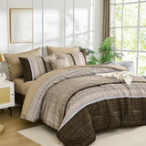 Dintszyayue Brown Comforter Set King Size, 8 Pieces Boho Striped Bed in a Bag Soft Microfiber Bedding Set for All Season Dintszyayue