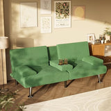 Homall Futon Sofa Bed, Futon Couch with Removable Armrests, Adjustable Recliner Sleeper Sofa Bed with Dual Cup Holders for Living Room, Apartment, Office (Corduroy, Green) Homall