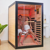 RIGO 2 Person Infrared Sauna for Home - Canadian Hemlock Luxury Spa with Exclusive Star Sky Roof & Oxygen Bar, 7 Low EMF Graphene Heaters, Bluetooth RIGO