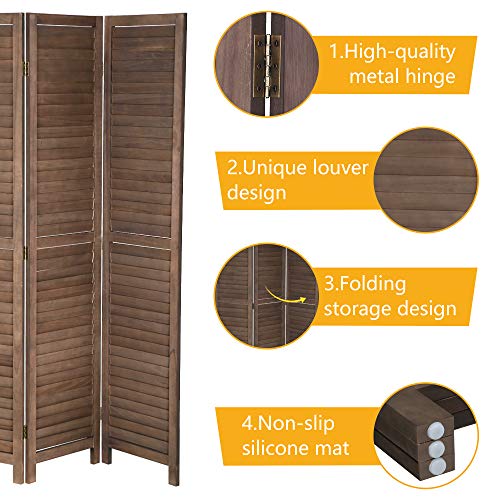 Room Dividers and Folding Privacy Screens, 3 Panel 69 Inch Tall Portable Room Seperating Divider, Handwork Solid Wood Room Divider Wall, Room Partitions and Dividers Freestanding for Home Office Dkeli