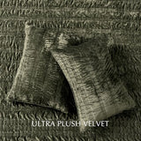 EVERGRACE Luxury Ruched Velvet Quilt King Size, Ultra Soft Bedspread Coverlet Set, Lightweight Velvet Comforter, Quilted Bedding Cover with 2 Matching Shams for All Season, Olive Green EVERGRACE