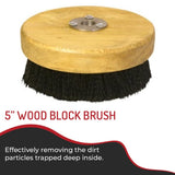 HI-TECH 5” Wood Block Brush – Carpet & Upholstery Shampoo Tool for Rotary Buffers & Polishers– Medium Soft Bristles– Car Detailing Scrub Brush Discount Car Care Products