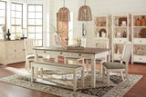 Signature Design by Ashley Bolanburg Farmhouse Rectangular Dining Table, 3 Drawers On Each Side, Seats 6, Wood, 71.88" W x 39.88" D x 31.13" H, Whitewash Signature Design by Ashley