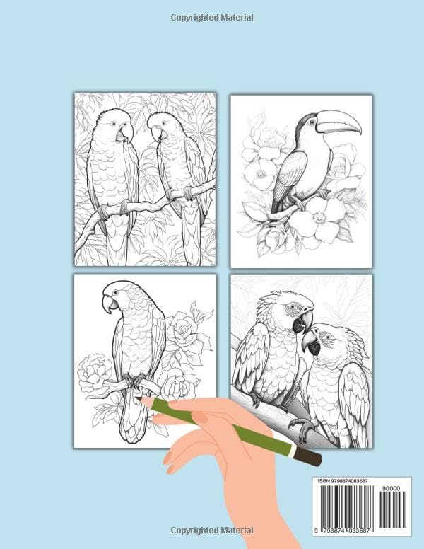 Exotic Birds : Coloring Book for Adults: | Beautiful Birds for Relaxation and Stress Relief Majosta