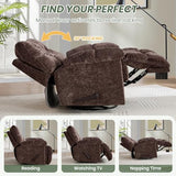 VIKAYAMICS Oversized Rocker Recliner Chair 42” Power Swivel Recliner for Living Room Overstuffed Extra Wide Rocking Recliners with Breathable Soft Fabric Up to 400lbs(Manual Brown)