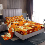Boho Floral Bed Sheets Set King Retro Groovy Flowers Sheet Set 60S 70S Hippie Flower Power Bedding Set For Kids Girls Women Groovy Natural Garden Botanical Fitted Sheet Orange Brown Flat Sheet 4 Pcs Erosebridal