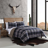Wrangler- Twin Duvet Cover Set, Soft & Reversible Bedding, Yellowstone Inspired, 2 Piece Bed Set with Matching Pillowcase (City Flats Plaid Blue) Wrangler