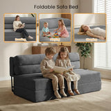 feliz home Convertible Sofa Bed with Metal Frame, Boneless Loveseat Sleeper Sofa Futon Sofa Bed Foldable Full Size Mattress for Living Room, Guest Room feliz home