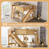 Bellemave Queen Size Kids Loft Bed with Storage Shelves & Cabinet, Solid Wood Loft Bed Frame with Detachable Slide & Ladders for Girls Boys (Natural/Queen) Bellemave