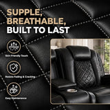 Power Reclining Sectional Sofa for Living Room, 3 Pieces Leather Recliner Sofa Set with USB Ports, LED Light, Wireless Charger & Storage Console, Living Room Furniture Sets with Home Theater Seating