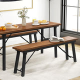 Tangkula Set of 2 Folding Acacia Wood Benches – 55-Inch Backless Outdoor Dining Seating for 2-3 People Tangkula