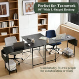 Sagenest L Shaped Desk, 50 Inch Reversible Computer Desk Corner Gaming Table with CPU Stand & Storage Bag, Sturdy Metal Frame PC Workstation for Home Office SageNest