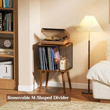 X-cosrack Record Player Stand with Storage up to 100 Albums, Vinyl Record Holder with Adjustable Divider, Retro Record Player Table Turntable Stand, Book/LP Vinyl Shelf End Table for Living Room X-cosrack