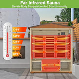 Springspa Outdoor Sauna 4 Person, Infrared Sauna for Home, Wooden Outdoor Saunas Room, 3400 Low EMF Far Infrared with Bluetooth, LCD Panel, 7 Color Chromotherapy Lamp, Reading Lamp springspa