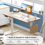Sweetcrispy Electric Standing Desk Adjustable Height, 48x24 Inch Sit Stand Up Home Office Desks Computer Workstation PC Work Table with 3 Memory Preset Splice Wood Board Metal Frame, Oak Sweetcrispy