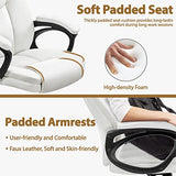 Yaheetech High Back Executive Office Chair Faux Leather Ergonomic Managerial Chair for Meeting Computer Large Seat, Sturdy Metal Base,White Yaheetech