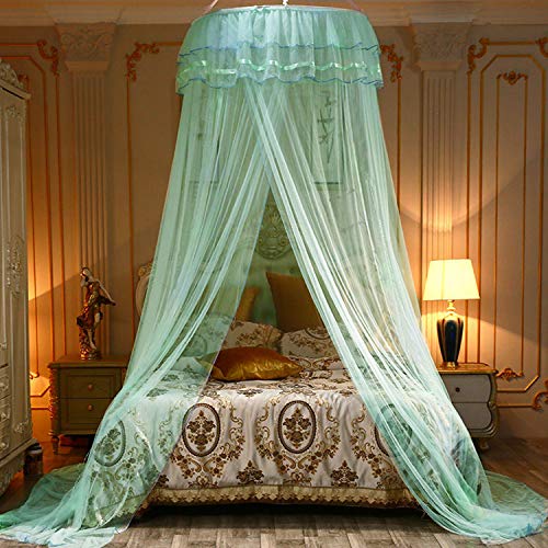 Jolitac Bed Canopy Lace Mosquito Net for Girls Beds, Unique Princess Play Tent Mesh Canopies Large Lace Dome Curtain Drapes Home & Travel (Green) Jolitac