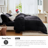 MR&HM King Size Comforter Set Black, Reversible Satin Microfiber Comforter Set for All Seasons, 3 Pieces Non-Slip Silky Soft Bedding Sets with 1 Comforter (104"x90") and 2 Pillowcases (20"x36") MR&HM