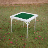 Allpop 35.4’’ Folding Mahjong Table, Square 4 Player Card Game Table with Longer Chip Trays, Cup Holders & Green Professional Tabletop for Domino, Poker, Jigsaw Puzzles Allpop