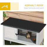 PawHut Elevated Wooden Rabbit Hutch, Indoor/Outdoor Bunny Cage with Hinged Asphalt Roof and Removable Tray for Guinea Pig, Gray PawHut