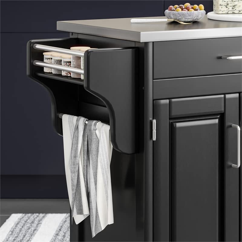 Pemberly Row Traditional Styled Wood Kitchen Cart in Black Finish Pemberly Row