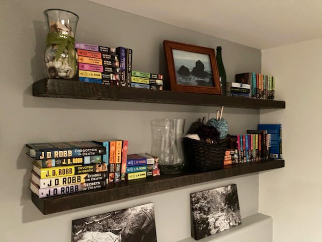 Joel's Antiques - 72 Inch Wooden Floating Shelves for Wall - Made of Natural Wood - Long Heavy Duty Rustic Fireplace Mantel & Book Shelf - Perfect for Living Room - Black 72x8x2 Inches joelsantiques