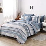 Cottolester Boho Comforter Set King Size Light Blue Comforter Set 8 Piece Bed in a Bag Striped Paisley Bedding Sets Cottolester