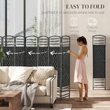 HOMCOM 8 Panel Room Divider, Folding Privacy Screen, 5.6' Room Separator, Wave Fiber Freestanding Partition Wall Divider, Black HOMCOM