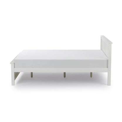 Solid Wood Queen Bed Frame with Headboard - Minimalist Design in White - WoodArtSupply