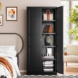 Letaya Black Storage Cabinet with Adjustable Shelves-Metal Home Kitchen Pantry Cabinets with Doors,Organization Locker for Cupboard/Bedroom/Dining/Living/Bathroom/Office/Garage Room Letaya