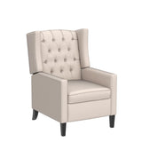 Push Back Single Recliner Chair,27" W Dual Function Foot System,Manual Wing Chair for Office, Den, Living Room, Bedroom, and Guest Room (Fabric, Beige) Fulocseny