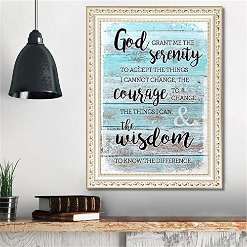 5D Diamond Painting by Number Kit, Grant Me Serenity Courage Wisdom Full Drill Embroidery Cross Stitch Picture Supplies Arts Craft Wall Sticker Decor 11.8x15.7 inch Grneric
