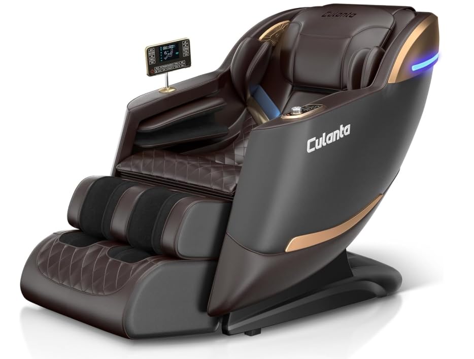 Culanta Massage Chair Full Body, Zero Gravity SL-Track Shiatsu Massage Recliner Chair with Body Scan, Airbags, Foot Rollers, Deep Yoga Stretch, Heating (U1-Brown) Culanta
