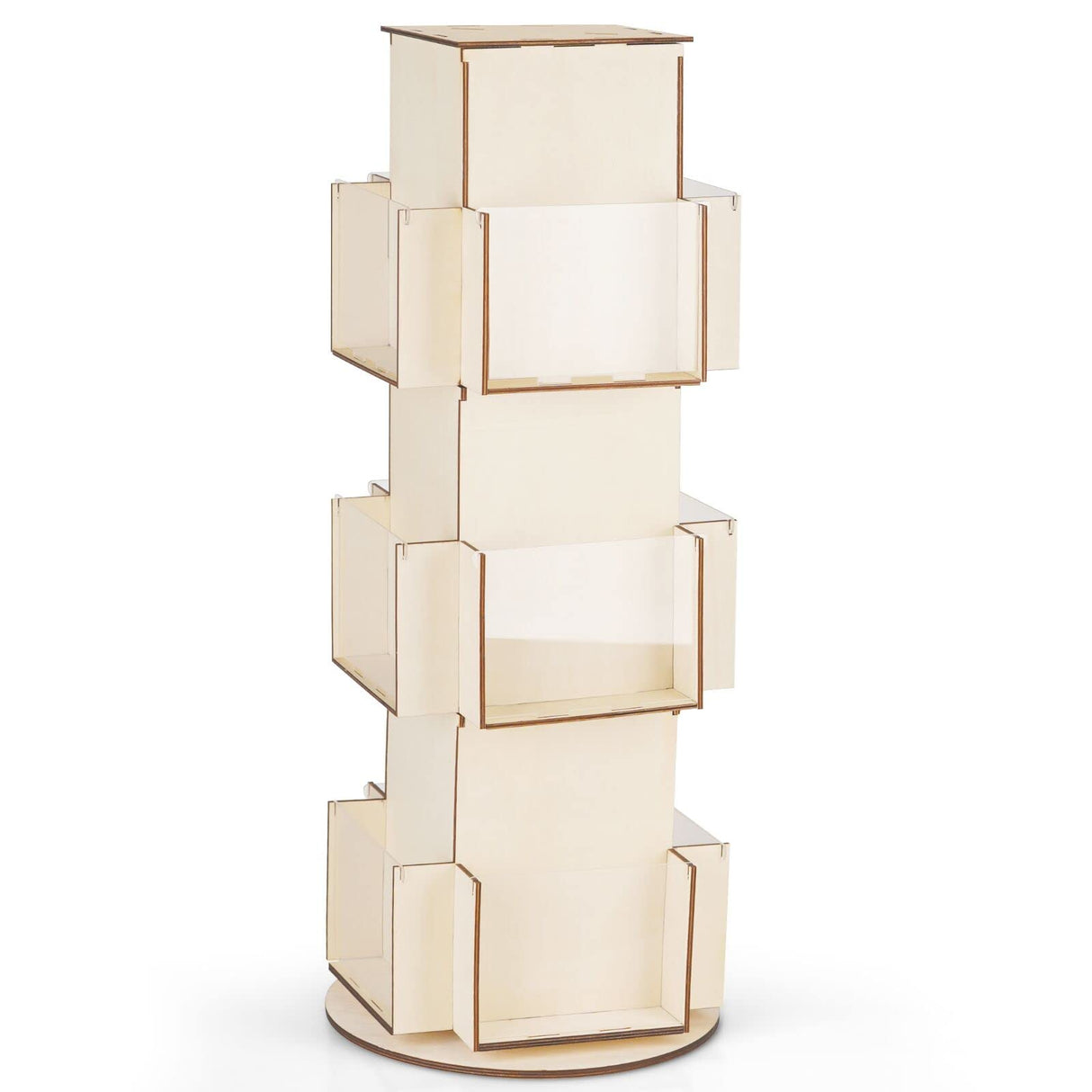 Natheeph Rotating Wooden Display Rack with Two Card Sticker for Greeting Card Vendor Coffee Bag 3 Tier Tabletop Display Stand Natheeph