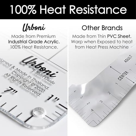 (Upgraded - XL Size) Tshirt Ruler Guide Vinyl Alignment - Shirt Measurement Tool Placement Center Design, DTF Template, Left Chest Logo, Accessories for Cricut, Heat Press Sublimation Iron on HTV Urboni