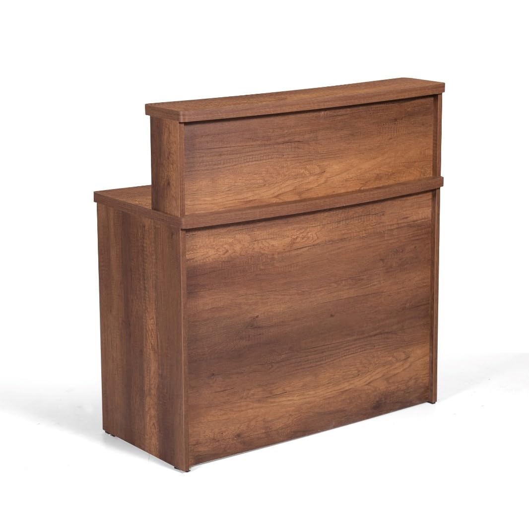 UGOS Mono Walnut Modern Reception Desk w/Transaction Counter | Laminate Desktop | Multifunctional Standing Front Desk for Home, Office, Salon, Spas, and Lobby (40 inch (100 cm)) UGOS