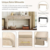 VilroCaz Unique Retro Curved Console Table with 2 Top Drawers, Versatile 59'' Long Accent Entryway Table Sofa Table for Entrance, Dinning Room, Living Room (Natural-C5) VilroCaz