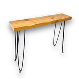 Kirpi Entryway Console Table Solid Wood, Narrow Sofa Table Midcentury Modern Live Edge, 40-inch Rustic Wood Hallway Table, Entry Table Farmhouse, Kirpi