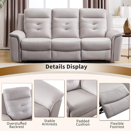 ANJ Power Recliner Chair for Adults with USB Charging, Breathable Faux Leather Oversized Electric Recliners, Single Overstuffed Heavy Duty Reclining Sofa Chairs for Living Room, Beige