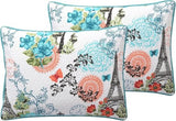 VCNY Home Blue Quilt for Queen Bed - 3-Piece Full or Queen Comforter Alternative, Bedspread Coverlet with Shams (Eiffel Paris Decor) VCNY Home