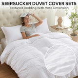 Cozyide White Duvet Cover Full Size, 3 Pieces Bedding Duvet Covers, Soft Breathable Seersucker Duvet Cover Set with Zipper Closure and Corner Ties (1 Duvet Cover 80"x90" + 2 Pillow Shams 20"x26") Cozyide