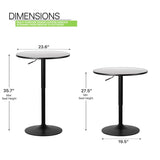 Magshion 23.5'' Round Bar Table, Adjustable Range 27.5"-36" Wood Pub Table with Black Leg and Base for Living Room Dining Room Bar Cocktail Table (Silver) Magshion