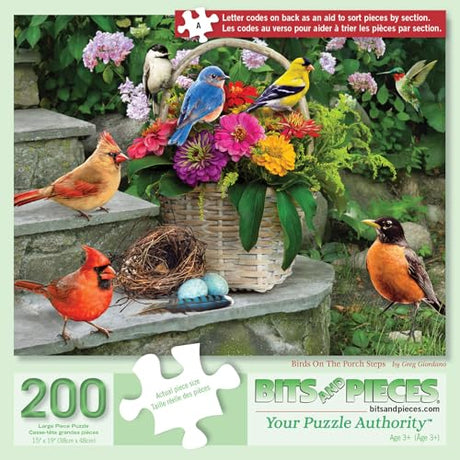 Bits and Pieces Jigsaw Puzzles for Adults 200 Pieces - Birds on the Porch Bits and Pieces
