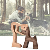 KINGNOW Accent Decor Men and Dog Figura Decorativa Wooden Gift Home Accents KINGNOW