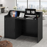 Reception Desk with Counter, Front Desk with Storage Cabinet and Drawer, 47 inch Modern Retail Counter with Cable Grommet for Checkout, Barber, Beauty Salon, Home Office