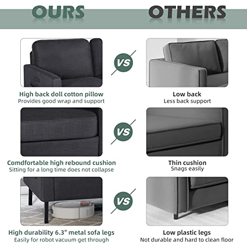 STHOUYN 56" W Fabric Loveseat Sofa with 2 USB, Small Couches for Living Room, Bedroom, Office, Easy Assembly & Comfy Cushion, Dark Grey STHOUYN
