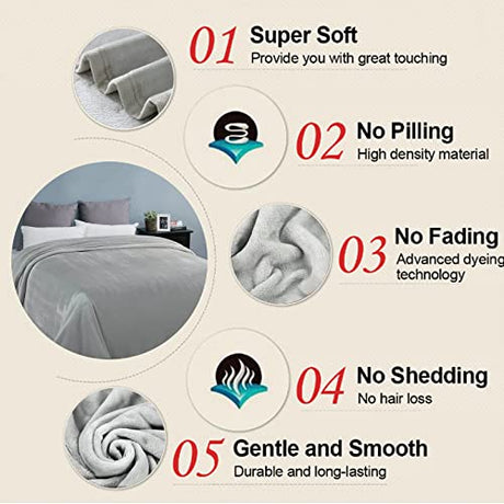 EASELAND Soft Queen Size Blanket Warm Microplush Lightweight Thermal Fleece Blankets for Couch Bed Sofa,90x90 Inches,Silver Gray EASELAND