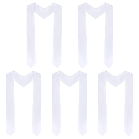 Tongcloud 5pcs 70 Inch Unisex Graduation Stole Sash Adult Graduation Stole Plain Graduation Honor Satin Stole for Men Women (White) Tongcloud
