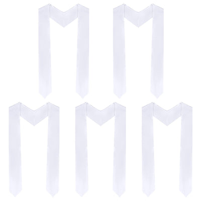 Tongcloud 5pcs 70 Inch Unisex Graduation Stole Sash Adult Graduation Stole Plain Graduation Honor Satin Stole for Men Women (White)